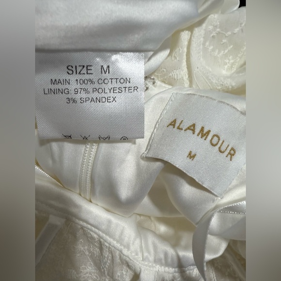 Alamour The Label White Strapless Corset Mini Dress Cotton Embroidered M - Picture 4 of 5